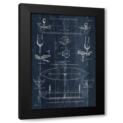 Boat Launching Blueprint II Black Modern Wood Framed Art Print with Double Matting by Wild Apple Portfolio