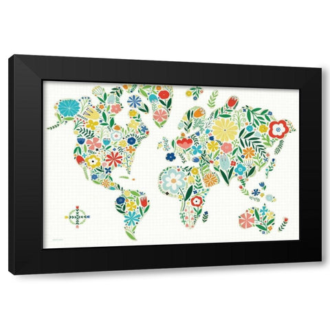 Floral World White Black Modern Wood Framed Art Print with Double Matting by Mullan, Michael