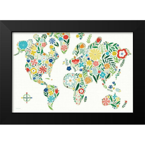 Floral World White Black Modern Wood Framed Art Print by Mullan, Michael
