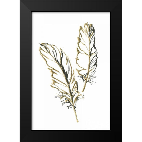 Gilded Barn Owl Feather Black Modern Wood Framed Art Print by Paschke, Chris