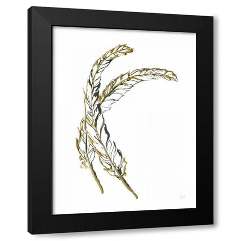Gilded Hackles Feather Black Modern Wood Framed Art Print by Paschke, Chris
