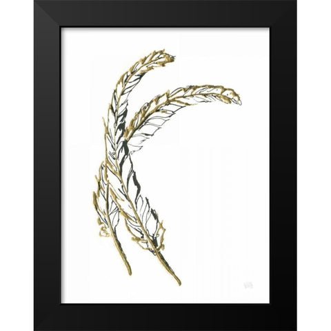 Gilded Hackles Feather Black Modern Wood Framed Art Print by Paschke, Chris