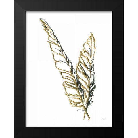 Gilded Raven Feather Black Modern Wood Framed Art Print by Paschke, Chris