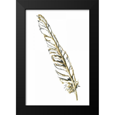 Gilded Swan Feather I Black Modern Wood Framed Art Print by Paschke, Chris