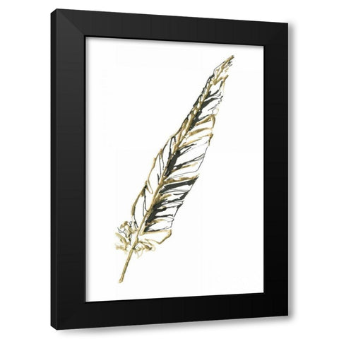 Gilded Swan Feather II Black Modern Wood Framed Art Print with Double Matting by Paschke, Chris