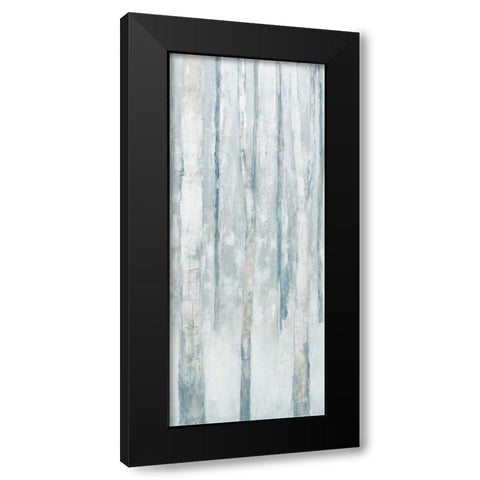 Birches in Winter Blue Gray Panel III Black Modern Wood Framed Art Print with Double Matting by Purinton, Julia