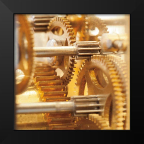 Gilded Gears I Black Modern Wood Framed Art Print by Marshall, Laura
