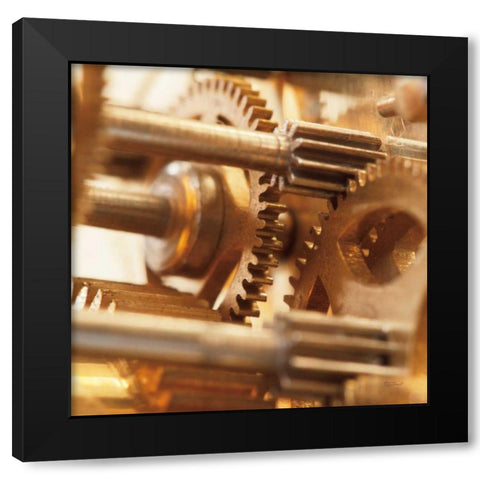 Gilded Gears II Black Modern Wood Framed Art Print by Marshall, Laura