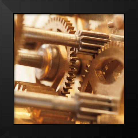 Gilded Gears II Black Modern Wood Framed Art Print by Marshall, Laura