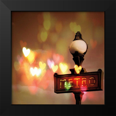 Night Life Paris Black Modern Wood Framed Art Print by Bevan, Keri