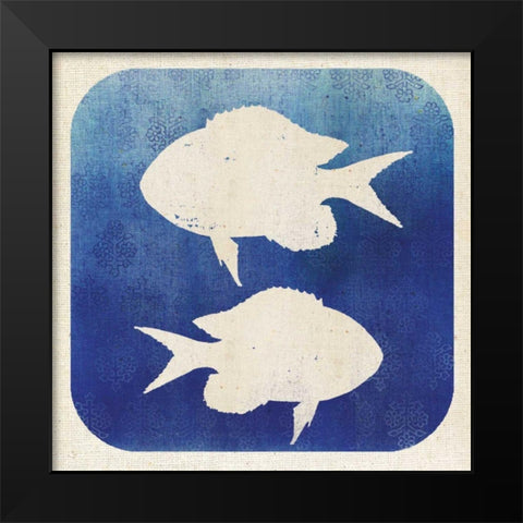 Watermark Fish Black Modern Wood Framed Art Print by Studio Mousseau