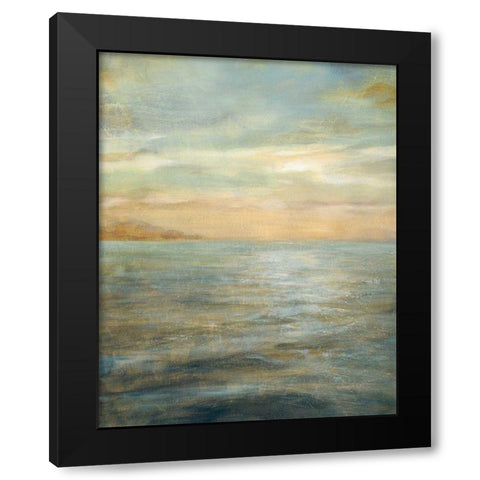 Serene Sea II Black Modern Wood Framed Art Print with Double Matting by Nai, Danhui