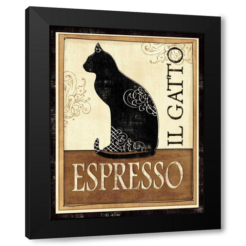 Il Gatto Black Modern Wood Framed Art Print by Charron, Veronique