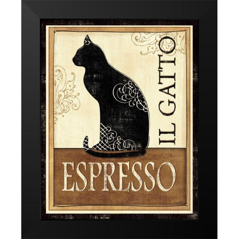 Il Gatto Black Modern Wood Framed Art Print by Charron, Veronique