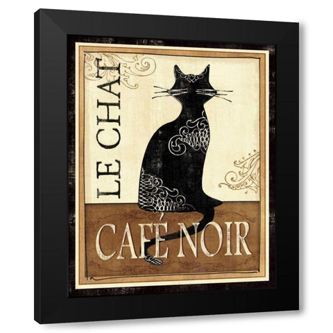 Le Chat Black Modern Wood Framed Art Print with Double Matting by Charron, Veronique