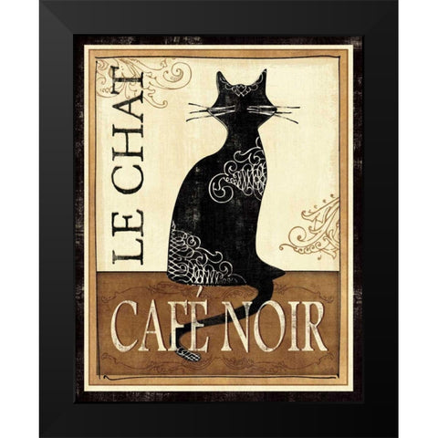 Le Chat Black Modern Wood Framed Art Print by Charron, Veronique