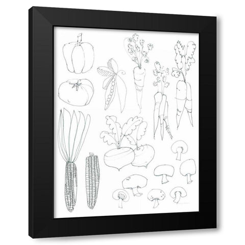 Line Art Veggies Crop Black Modern Wood Framed Art Print by Tillmon, Avery