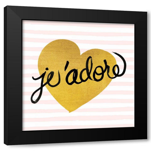 Jadore Black and Gold Black Modern Wood Framed Art Print by Studio Bella