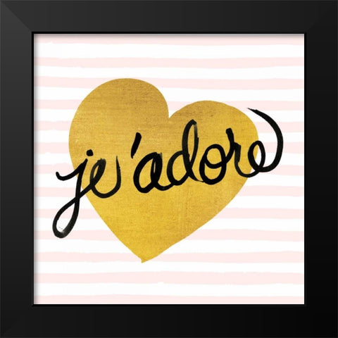 Jadore Black and Gold Black Modern Wood Framed Art Print by Studio Bella