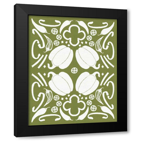 Retro Pepper Otomi Silhouette Black Modern Wood Framed Art Print with Double Matting by DeNeige, Elyse