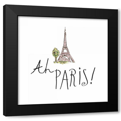 Ah Paris I on White Black Modern Wood Framed Art Print with Double Matting by Pela Studio