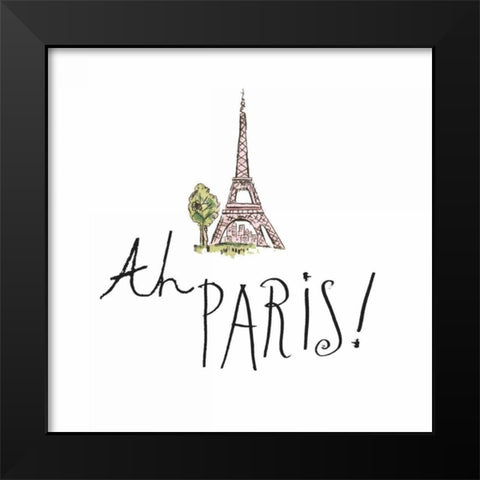 Ah Paris I on White Black Modern Wood Framed Art Print by Pela Studio
