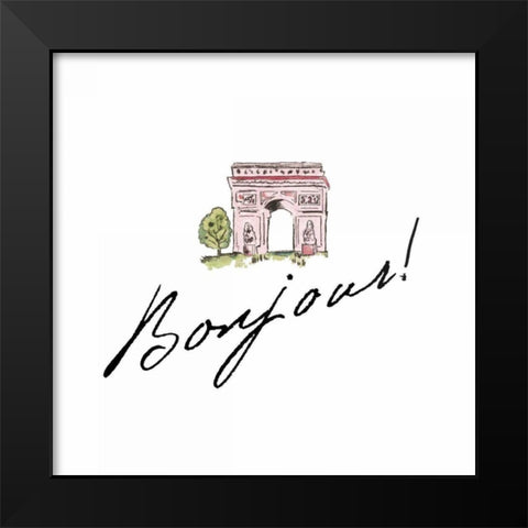 Ah Paris II on White Black Modern Wood Framed Art Print by Pela Studio