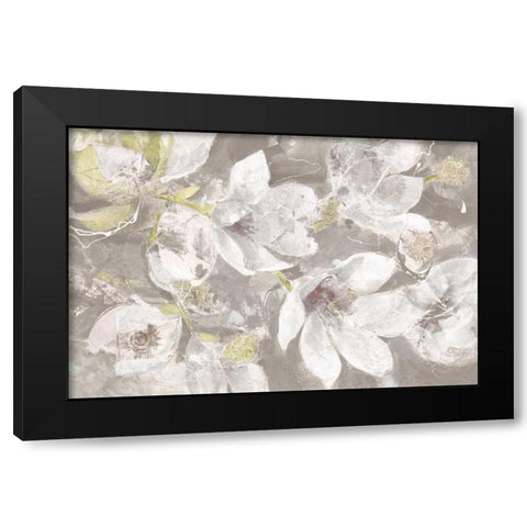 Magnolias in Bloom Greige Black Modern Wood Framed Art Print by Hristova, Albena