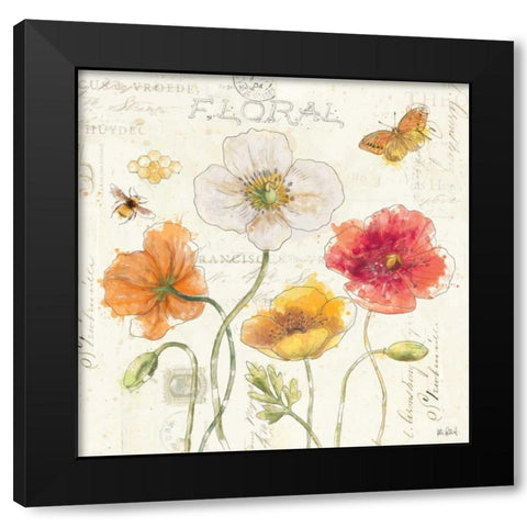 Painted Poppies III Black Modern Wood Framed Art Print with Double Matting by Pertiet, Katie