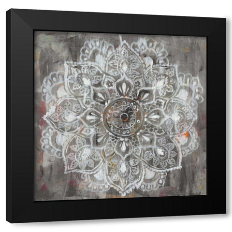 Mandala in Neutral II Black Modern Wood Framed Art Print with Double Matting by Nai, Danhui