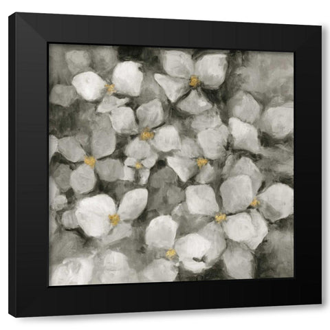 Midnight Neutral Hydrangeas with Gold Black Modern Wood Framed Art Print by Hageman, Marilyn