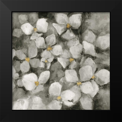 Midnight Neutral Hydrangeas with Gold Black Modern Wood Framed Art Print by Hageman, Marilyn