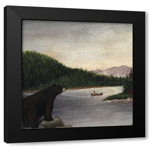 North Woods Bear II Black Modern Wood Framed Art Print by Brown, David Carter