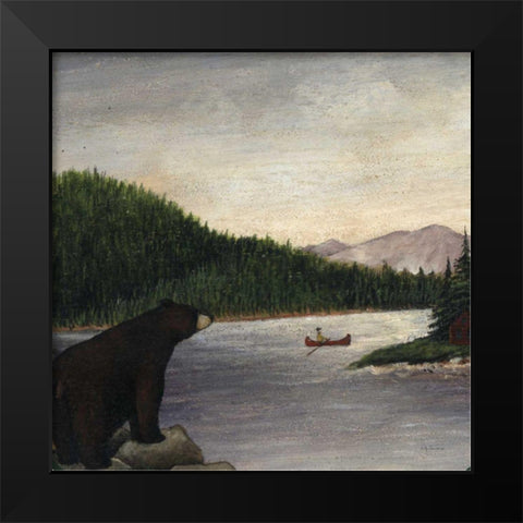 North Woods Bear II Black Modern Wood Framed Art Print by Brown, David Carter