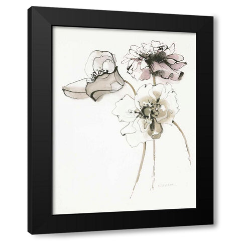 Three Somniferums Poppies Neutral Black Modern Wood Framed Art Print by Novak, Shirley