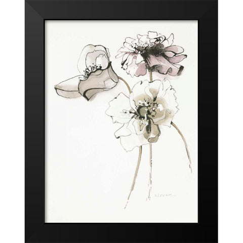 Three Somniferums Poppies Neutral Black Modern Wood Framed Art Print by Novak, Shirley