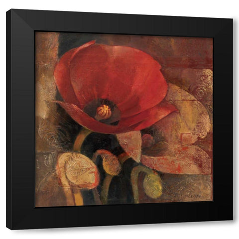 Poppy Reflection Black Modern Wood Framed Art Print by Hristova, Albena