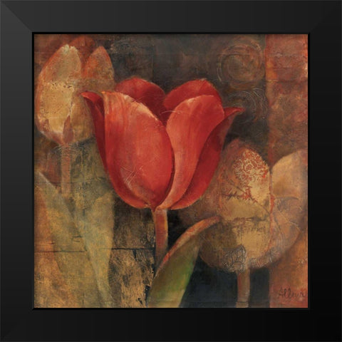Tulip Reflection Black Modern Wood Framed Art Print by Hristova, Albena