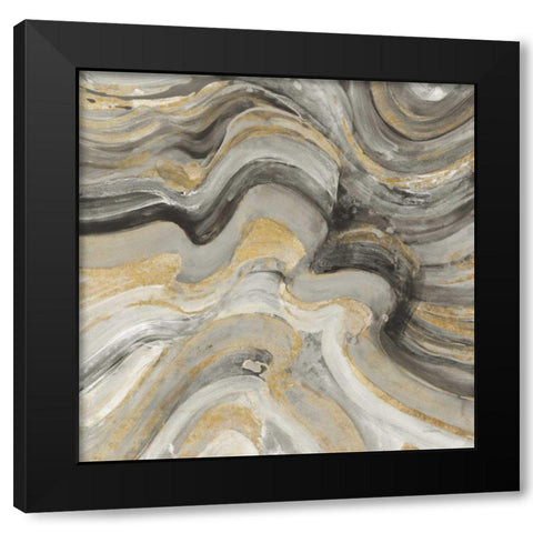 Floating Lava Neutral Black Modern Wood Framed Art Print with Double Matting by Hristova, Albena
