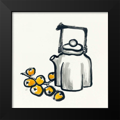 Tea and Loquats Black Modern Wood Framed Art Print by Paschke, Chris