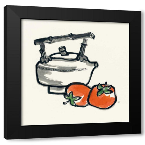 Tea and Persimmons Black Modern Wood Framed Art Print with Double Matting by Paschke, Chris