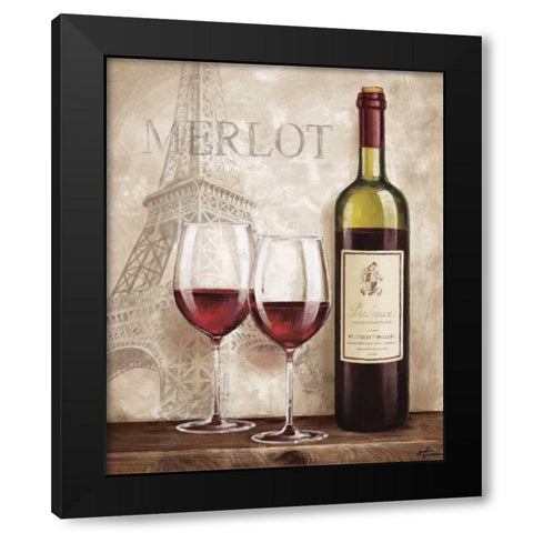 Wine in Paris III Black Modern Wood Framed Art Print with Double Matting by Penner, Janelle
