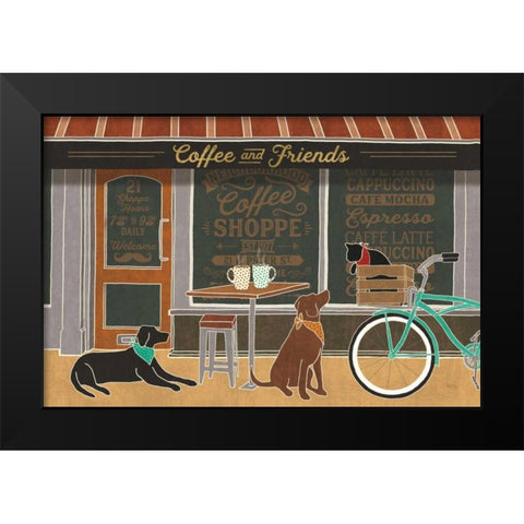 Coffee and Friends I Black Modern Wood Framed Art Print by Charron, Veronique