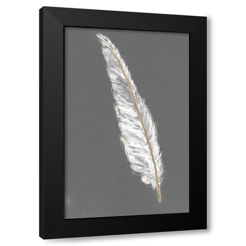 Gold Feathers VI on Grey Black Modern Wood Framed Art Print with Double Matting by Paschke, Chris