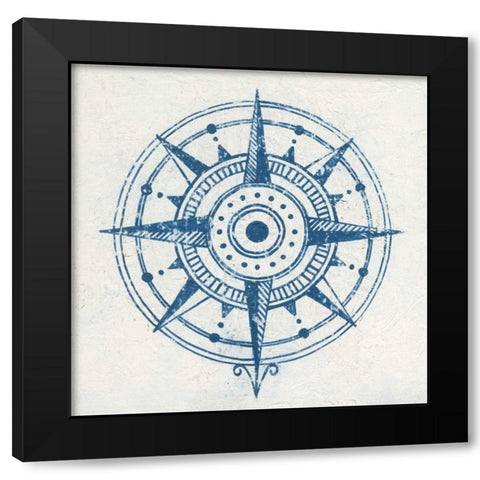 Indigo Gild Compass Rose I Black Modern Wood Framed Art Print with Double Matting by Lovell, Kathrine