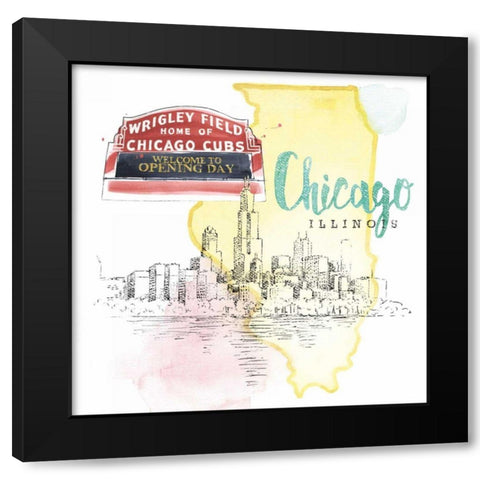US Cities II Black Modern Wood Framed Art Print with Double Matting by Grove, Beth