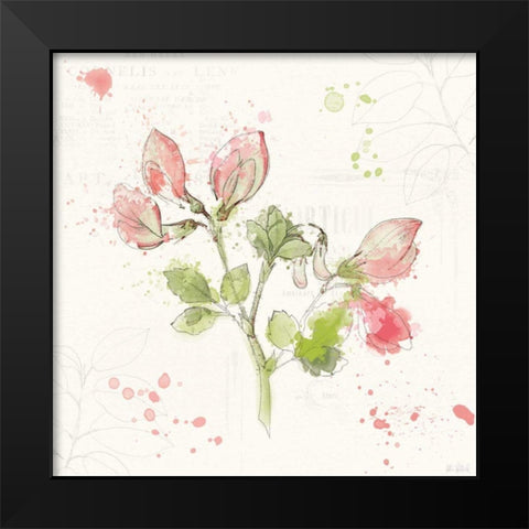 Floral Splash II Black Modern Wood Framed Art Print by Pertiet, Katie