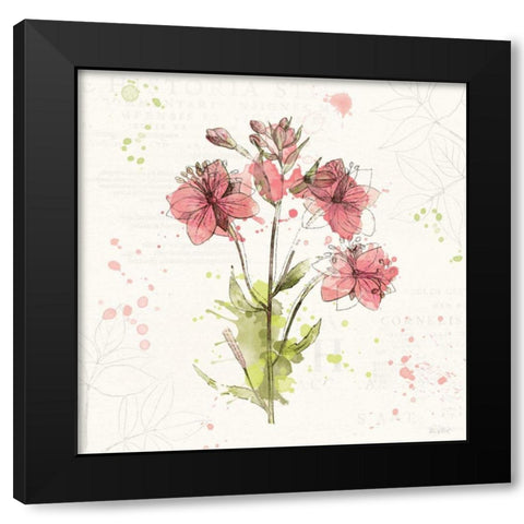 Floral Splash V Black Modern Wood Framed Art Print by Pertiet, Katie