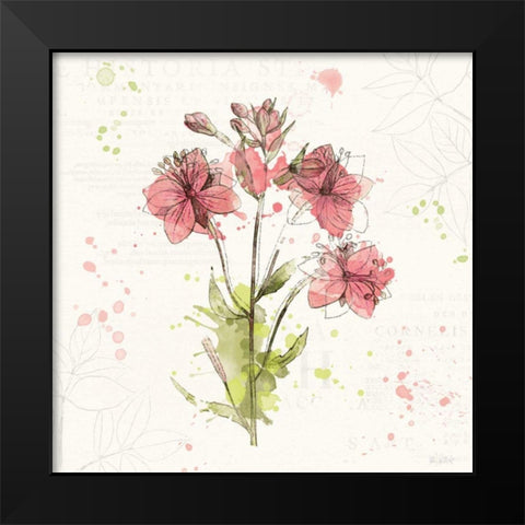 Floral Splash V Black Modern Wood Framed Art Print by Pertiet, Katie
