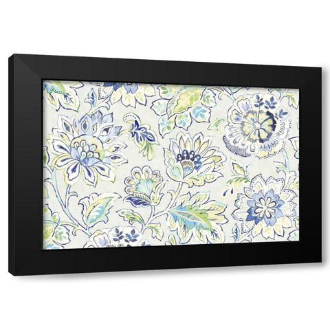 Ceylon Gardens II Indigo Black Modern Wood Framed Art Print with Double Matting by Wild Apple Portfolio